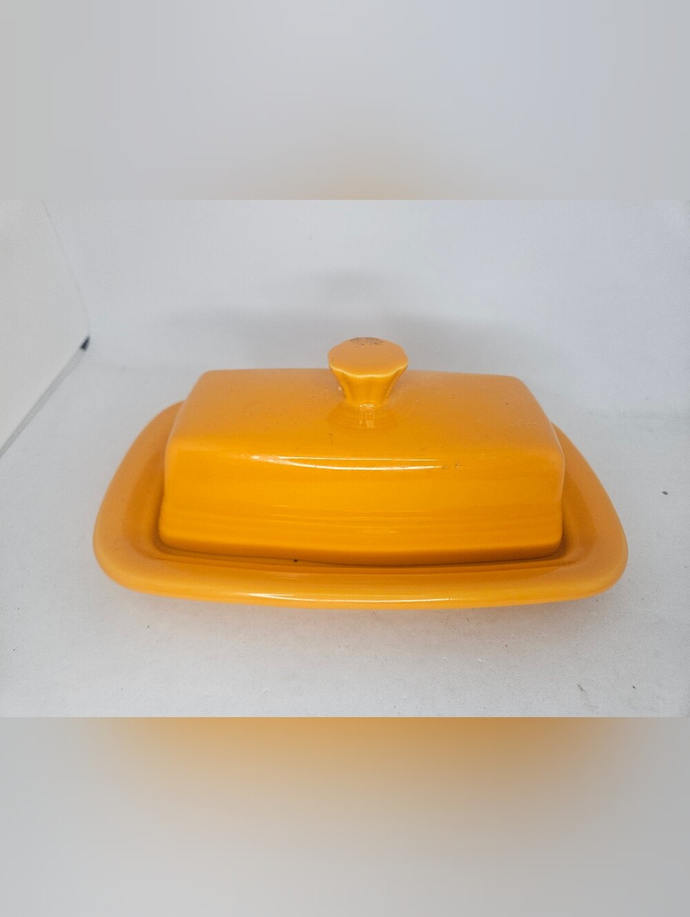Fiesta Orange Tangerine Ceramic Butter Dish w/ Lid Rectangle Used Condition . 
